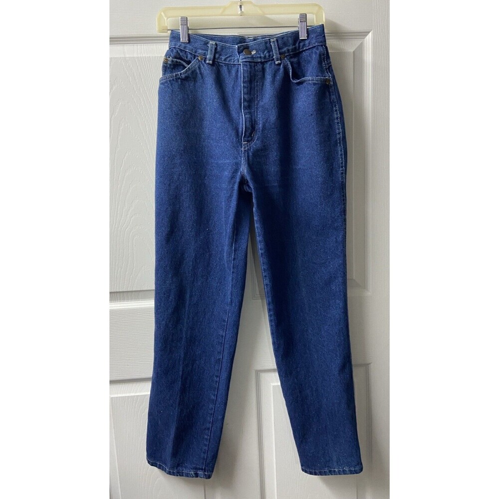 Vintage Chic High Rise Mom Jeans Womens 12P Blue Heavy Cotton Denim Straight USA